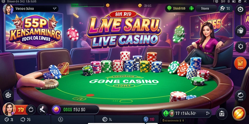 Screenshot gameplay live dari 55RP, menampilkan dealer dan pemain dalam aksi.