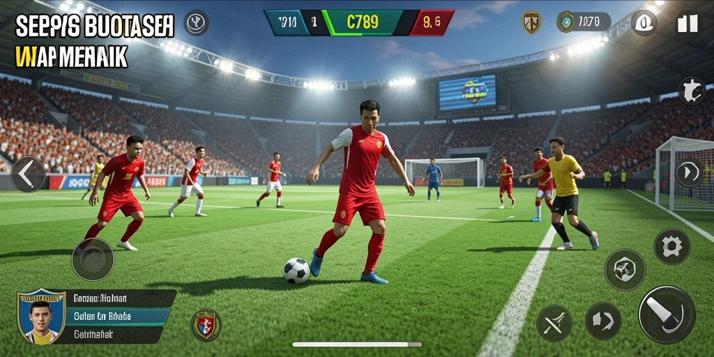Tampilan gameplay C789 yang menegangkan dengan aksi sepak bola seru.