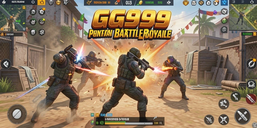 Tampilan aksion seru dalam permainan Battle Royale GG999.