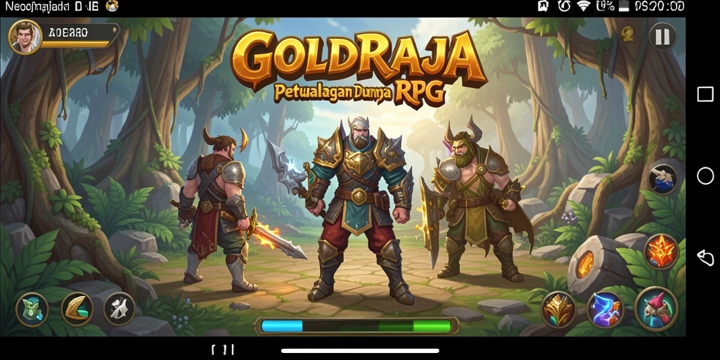 Tangkapan layar gameplay menampilkan pertempuran epik dalam GOLDRAJA.