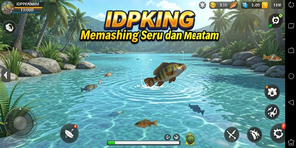 Tampilan gameplay <strong>IDPKING</strong> yang mendebarkan saat menangkap ikan.