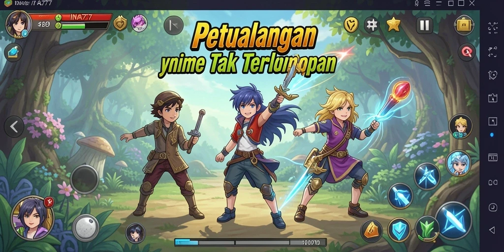 Screenshot utama INA777 menampilkan karakter beraksi dalam dunia anime yang menarik.