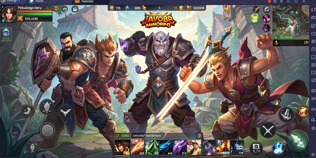 Tampilan screenshot <strong>JAVO88</strong> yang mendemonstrasikan pertempuran seru dalam MMORPG.
