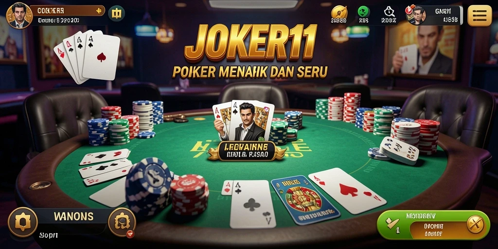 Tampilan gameplay JOKER11 yang mendebarkan dengan suasana Poker yang nyata.
