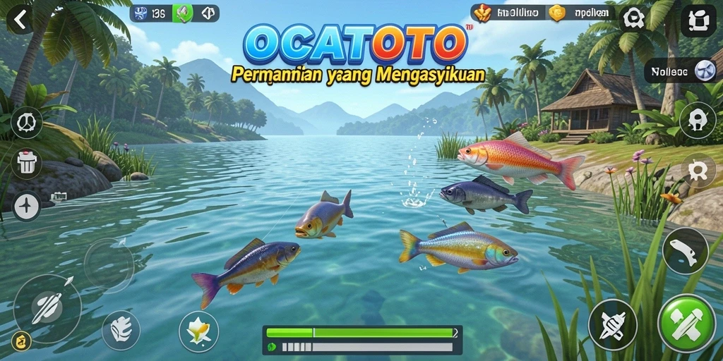 Screenshot menampilkan aksi seru dalam permainan memancing.