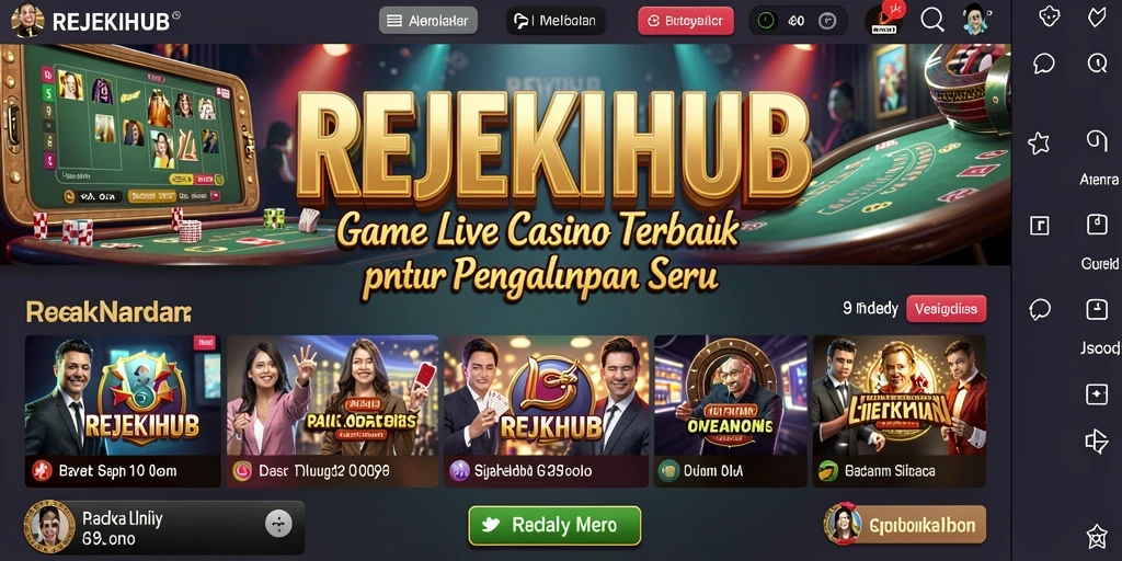 Screenshot gameplay menarik dari <strong>REJEKIHUB</strong> yang menunjukkan dealer langsung dan pemain aktif.