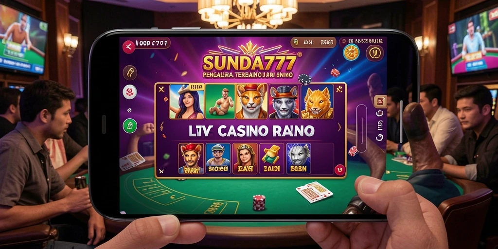 Screenshot SUNDA777 menampilkan dealer langsung dan gameplay seru di Live Casino.